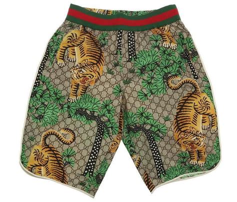 gucci men tiger shorts|Gucci denim shorts men.